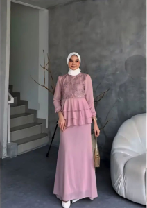Myesha Mermaid Dress Ceruty Mix Brukat Gamis Wanita Terbaru 2024 Viral Dress Kondangan Wanita Elegan