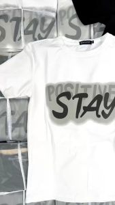 ÁO THUN CỔ TRÒN PHỐI MÀU LOANG CHỮ IN STAY ĐƠN GIẢN CÁ TÍNH NỔI BẬT