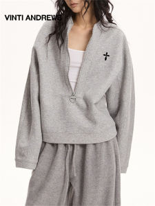 Half-high Collar Pure Color Lazy Style Sweatshirt