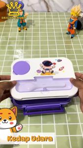 Bright Crown Kotak Makan Wadah Bekal Karakter 4 Sekat 1300ml/Lunch Box Anti Tumpah Free Sendok Garpu