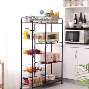 Rak Dapur Rak Susun Serbaguna Rak Oven Microwave Lemari Dapur Minimalis Rak Bumbu Kitchen Rack Meja Dapur Kayu