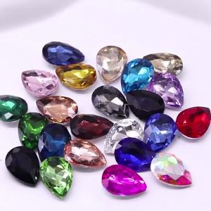 [hs] Water Drop Pointed Bottom Fancy Shape Diamonds Real Silver Plated Bottom Glass Rhinestone Luggage Hair Accessories Clothing Ornament Accessories Pointed Bottom Drop-Shaped Diamond