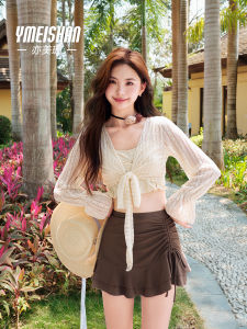 YMS Beach Vacation Three-Piece Swimsuit Womens Long Sleeve Thermal Spring Breakaway Swimwear Fashionable Summer 2025