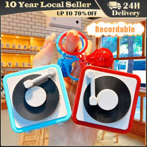 Retro Tape Recorder Keychain Mini Recording Music Box Pendant Keyring Backpack Pendant Ornament Birthday Keyring Couple Gift