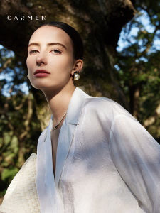 Carmen Premium Acetate Womens Long Sleeve Shirt Summer New Loose OL White Office Casual V-neck Thin Regular-length Thin