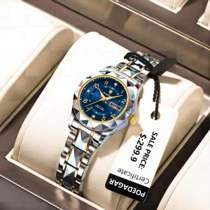 POEDAGAR Women Watches Casual Quartz Watch for Women Luxury High Quality Stainless Stain Ladies Watch Date Week Luminous Waterproof Original Korean Style Girls Womens Watch