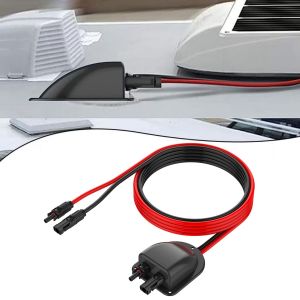 Waterproof RV Solar Entry Gland Box with 2M 10AWG Extension Wire White/Black Double Hole Panel Motorhome Yacht Car Accessories
