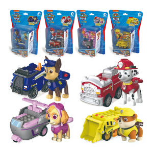 Genuine Paw Patrol PVC Cartoon Model Car 4-6cm Ryder Mashall Chase Rubble Skye Puppy Patrol Toys Figure Children Christmas Gifts