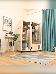 【SG STOCK】【FREE INSTALLATION】Solid Wood Cat Condo Cage Villa Super Large Space 360° Ventilation Adjustable Layer Height Cat Cage Net With Side Door