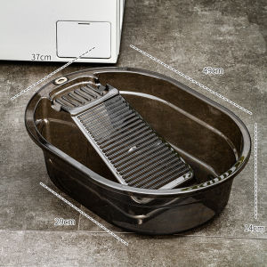 Large Transparent Plastic Laundry Basin with Washing Board Integrated Home Use Childrens Underwear Washing Basin for Students in Dormitory