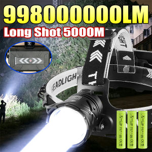 998000000LM High Power LED Headlamp Headlight Long Range 5000M Ultra Bright Head Flashlight Torch 18650 Camping Fishing Lantern