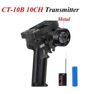 HotRC CT-10B 10CH Remote Control Color Screen Transmitter F-10A F-10AT Receiver 18650 Battery for RC Car Plane Tank Boat Model