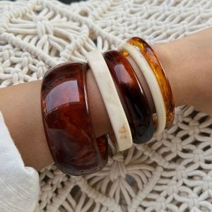 Ingemark Boho Nâu Nhựa Acrylic Kiểu Lắc Tay Nữ Y2K Hình Học Không Đều Rộng Vòng Tay Quyến Rũ Thời Trang Dự Tiệc Món Quà Trang Sức