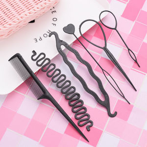 6pcs/Set Hair Styling Tool Accessories Hair Clip DIY Hair Braiding Braider Tool Set Twist Bun Barrette Elastic Headband
