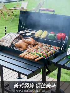 Heavy Duty Smoker Grill with Stand Outdoor Charcoal BBQ Grill Grill Stove Griller Charcoal Outdoor BBQ Grill Smoke Portable