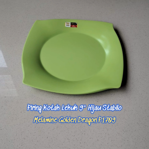 Piring Kotak Lekuk 10" Hijau Stabilo Melamine - Golden Dragon P1710