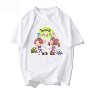 Pokemmo New Game: Pokemmo Pokopia Printed T-shirt Childrens Casual Cotton Top Soft and Comfortable