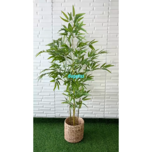 Pohon Artificial Tanaman Plastik Bambu Hijau Semilatex Cover Pot Eceng Gondok Dekorasi Sudut Ruangan Pajangan Kantor