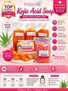 Brilliant Kojic Acid Soap Original Scrap Set 1/4 Kilo Micro-Exfoliating Soap for Skin Brightening and Whitening