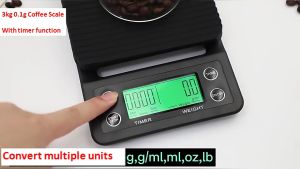 Digital Scale Espresso Coffee Scale Timer 0.1g High Precision 3000g Scale Digital kitchen LCD Display Penimbang Makanan