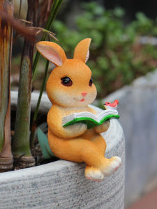 Đồ Trang Trí Tủ Ti Vi Đọc Sách Thỏ Hoạt Hình Ngồi Cạnh Bàn Trong Nhà Chậu Hoa Trang Trí Sân Vườn Vườn Hoa Bài Trí Tạo Cảnh Quan