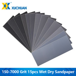 15pcs Dry and Wet Sandpaper Set 150-7000 Grit 9x3.6 inches for Car Wood Metal Polishing Abrasive Tools