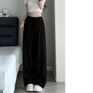 Gray Sports Pants Female Spring and Autumn Sweatpants 2024 New Arrival High Waist Drooping Small Casual Straight-Leg Wide-Leg Pants