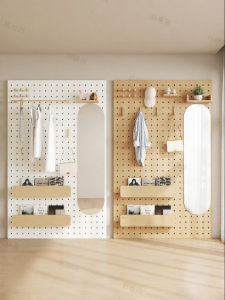 BEIQIVI | Customized Wooden Wall-mounted Mirror with Storage Pegboard