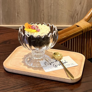 Creative Glass Ice Cream Cup Set Dessert Milk Tea Bowl Vintage Korean Style Unusual Shape Transparent Ordinary Glass 200ml