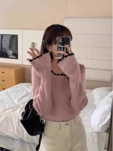 HUOLISI | Pink Flare Sleeve Womens Wool Knitwear