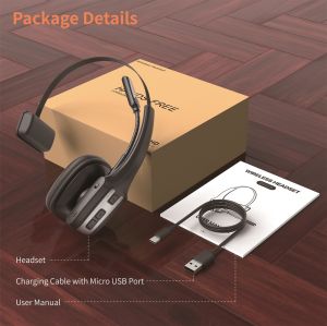 Trucker Bluetooth Headset Wireless Headset with Mic Bluetooth Headsets with Dual Noise Cancelling Microphone & Mute Button