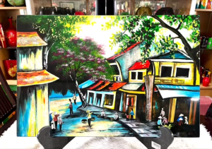 Tranh Sơn Mài Thanh Bình Lê – PHỐ CỔ | size 40x60 cm – Nghệ Thuật Thủ Công – Trang Trí Sang Trọng