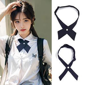 JK Uniform Bow Tie Crossed Lace Black Butterfly