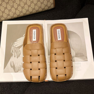 รองเท้าแตะส้นเตี้ยแบบสวมหัวสไตล์โรมันสำหรับผู้หญิงในช่วงฤดูร้อนสำหรับใส่ทำงาน รองเท้าแตะแบบสวมหัวสำหรับผู้หญิง สวมใส่สบาย สวมได้ทั้งกลางแจ้งและในบ้าน