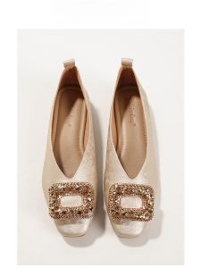 Metsu French Style Square Head Rhinestone Metal Buckle Genuine Leather Grandma Shoes Womens Chinese Style Semi-Up Mary Janes