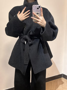 Short Woolen Coat Womens Korean Style Stand Collar Trendy Autumn Winter High Quality Elegant Fashion New Arrival 2024