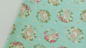 Charlie fabric ผ้าคอตตอนลายกระต่ายสีเขียวมินท์ ลายคมชัด สีสดสวยคุณภาพดีใส่สบายมีของส่งไวผ้าลายน่ารักผ้าหลาผ้ามัสลิน