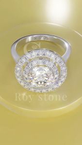 RoyStone - Cincin Wanita Moissanite Sertifikat GRA Original Lapis Emas - Luminous Ring