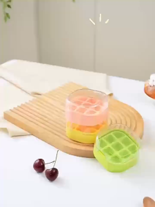 Ice Cube Moulds Ice Cube Tray with Lid and Bin 3 Row Ice Lattice for Freezer 9 Pcs Ice Cube MakerPressing ice cube mold Ice cube household use