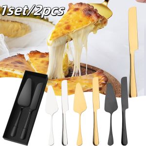 1set/2pcs Stainless Steel Cake Shovel Server Set Western Cheese Bread Knife For Baking Cake Wedding Birthday Celebration