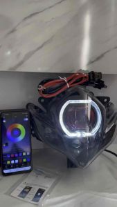 Lampu depan custome satria fu barong biled ASLI projector CR7 devil RGB + Relay