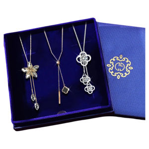 Long Sweater Chain Necklace Womens High-End Coat Accessory Birthday Gift for Wife Pendant World Style Gold Plated Artificial Gemstone