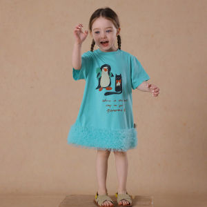 Áo Thun Tay Ngắn Họa Tiết Hoạt Hình Hợp Tác Original Dành Cho Bé Gái Quần Áo Trẻ Em Mùa Hè Vải Cotton Nguyên Chất Thường Ngày