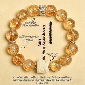 FENGSHUIGE | Wealth Attraction Natural Yellow Crystal Bracelet Gift Box Included
