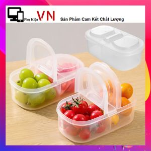 Hộp Bảo Quản Thực Phẩm 2 Ngăn Có Nắp Đậy Tiện Lợi - Hộp Đựng Thực Phẩm Gia Vị Khô 2 Ngăn Nhựa PP Trong Suốt - Khay Đưng Đồ Ăn Trái Cây Mang Đi Du Lịch Cao Cấp