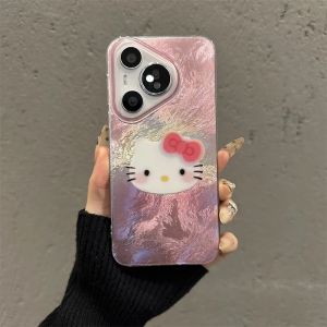 Creative Gradient Kitty Cat Head Phone Case Suitable for Huawei Pura60/70 Cartoon Mate50/60/70Pro Small Apple 11/12/13/14/15/16promax Soft Shell