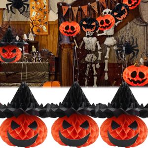 3D Honeycomb Halloween Party Decoration Honeycomb Ball Pendant Pumpkin Spider Ghost Festival Halloween Decoration
