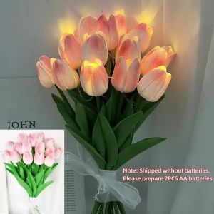 5/10pcs LED Tulips Bouquet Night Light for Home Garden Artificial Flowers PU Tulip Fake Flower Decoration Wedding Birthday Gift