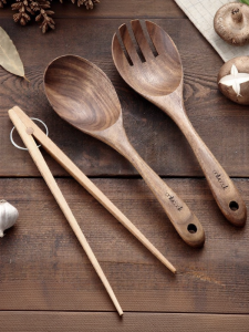 onlycook | Japanese Style Dual-Use Salad Spoon and Fork Wooden Soup Spoon