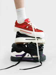 VEEMES | Red Suede Thick Sole Height-Increasing Skate Shoes